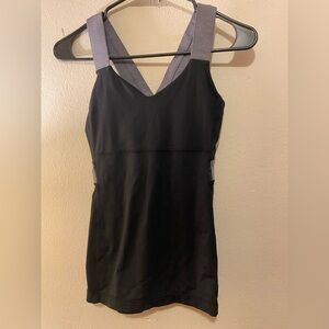 Women’s Lululemon Black Athletic Yoga Tank With Built In Bra Sz6